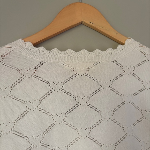 NWT LoveShackFancy Petra Knit Heart Argyle Cardigan Parchment Cream Ivory | S - Picture 11 of 14